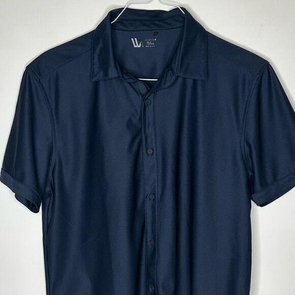 VRST Deep Navy Blue Short Sleeve Button Down Shirt Size Medium - Picture 6 of 7